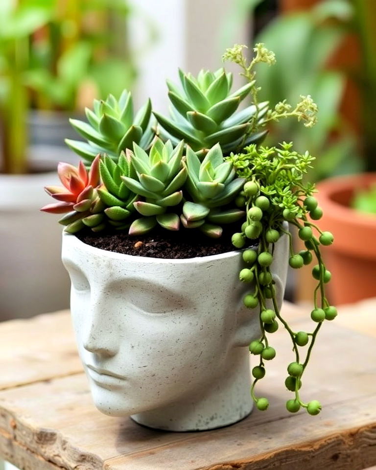 diy concrete head planters - 15 Head Planter Ideas