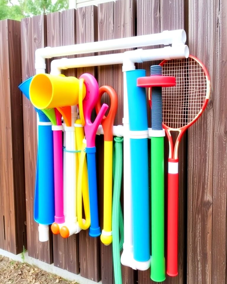 diy pvc pipe organizers - 25 Outdoor Toy Storage Ideas