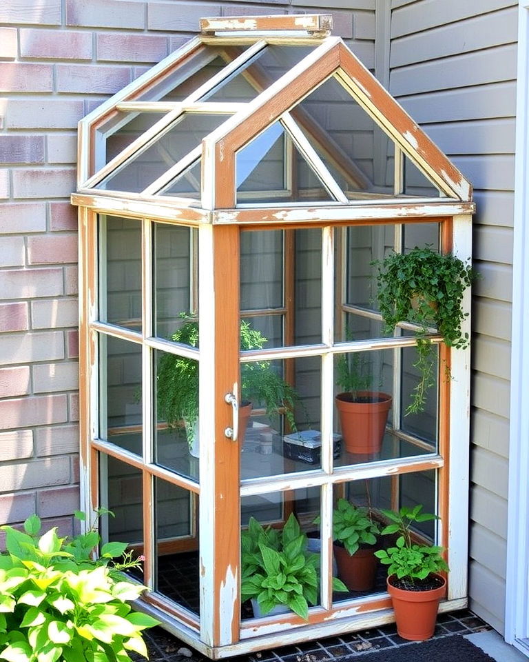 diy repurposed window greenhouse - 15 Corner Greenhouse Ideas