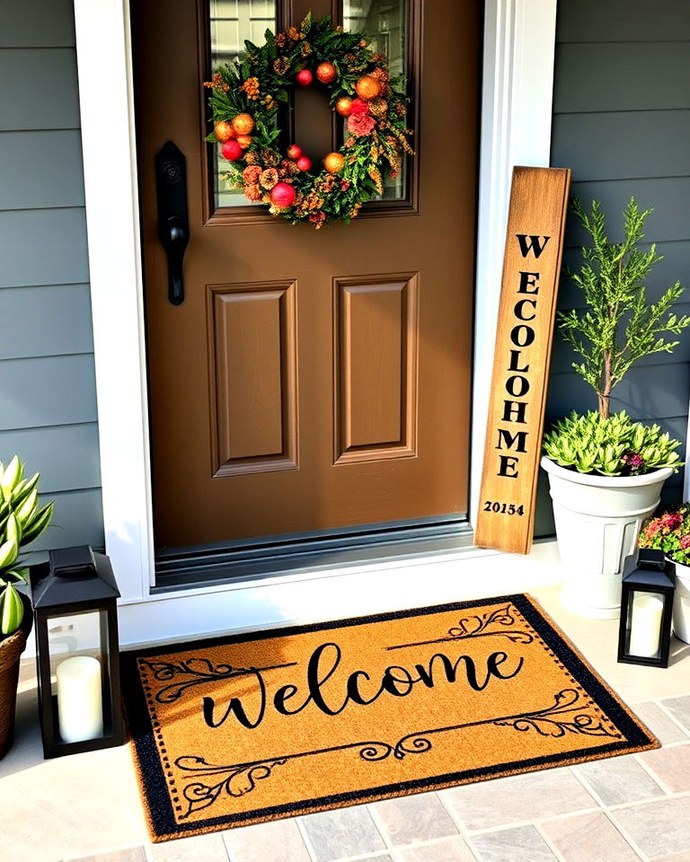 door mat welcome sign combo - 25 Welcome Sign Ideas for Front Porch