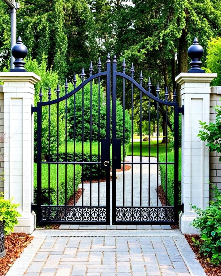 double swing metal gate - 20 Metal Garden Gate Ideas