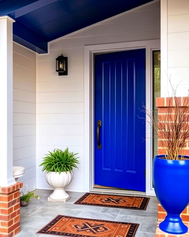 dramatic cobalt blue front door - 25 Mid Century Front Door Colors