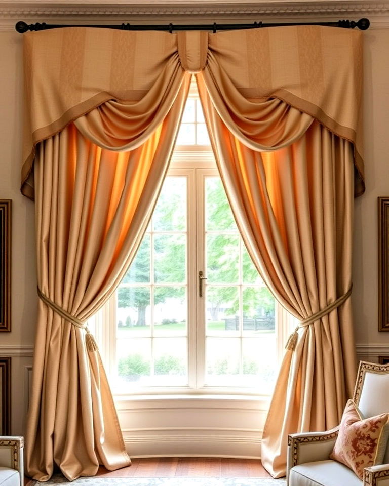 drapery tiebacks for added elegance - 30 Bay Window Treatment Ideas
