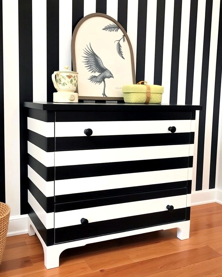 dresser bold striped patterns - 35 Painted Dresser Ideas