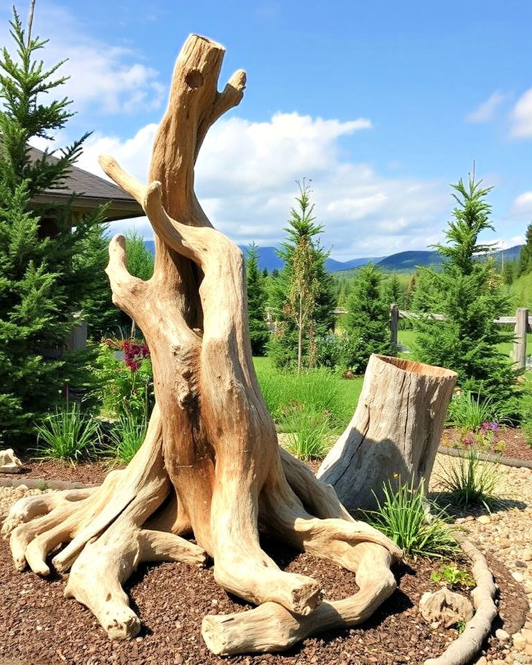 driftwood and natural sculptures landscaping - 15 Natural Landscaping Ideas