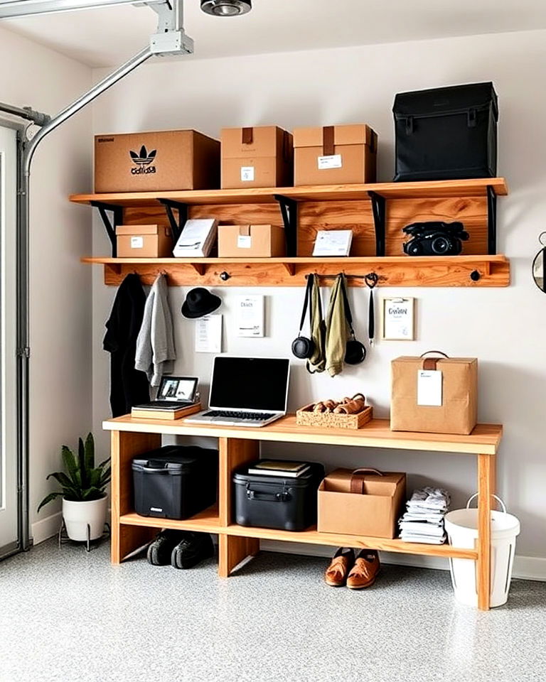 drop zone for packages in garage mudroom - 20 Garage Mudroom Ideas