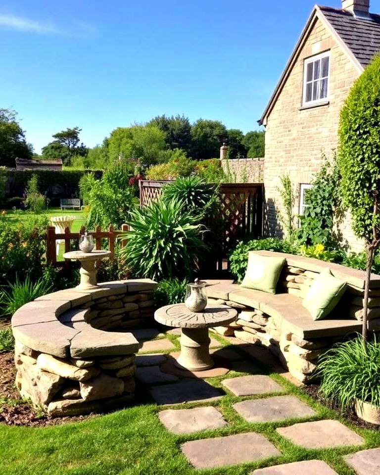 dry stone seating areas into garden - 20 Irish Garden Ideas