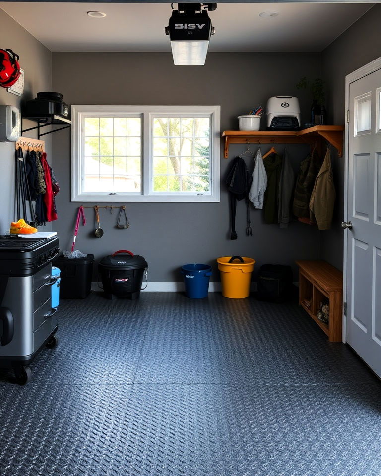 durable flooring garage mudroom - 20 Garage Mudroom Ideas