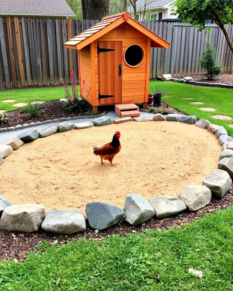 dust bathing areas for chickens - 15 Backyard Chicken Coop Landscaping Ideas