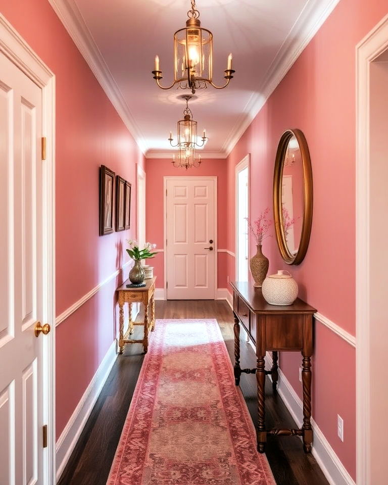 dusty rose hallway paint for vintage appeal - 25 Hallway Paint Colors