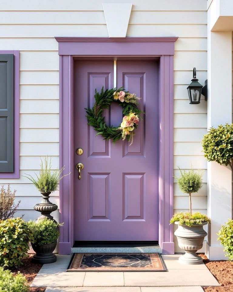 dusty violet front door for understated elegance - 25 Purple Front Door Ideas