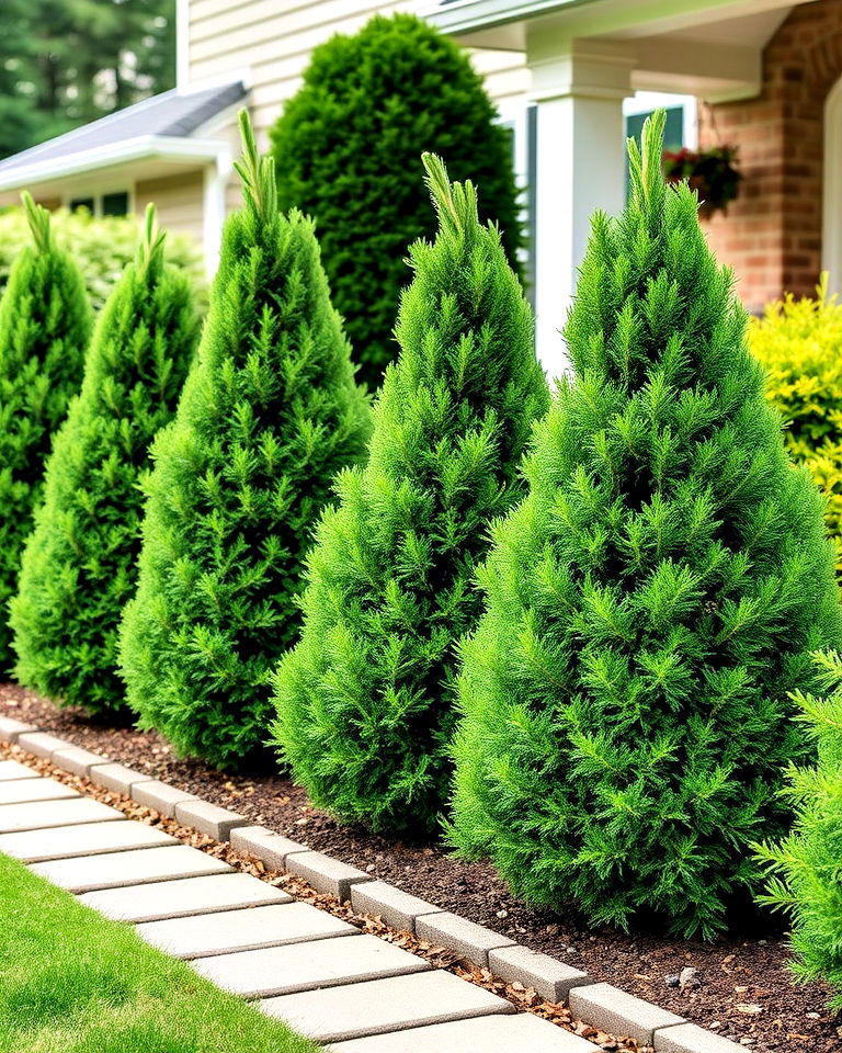 dwarf spruces for accent - 25 Front Yard Evergreen Landscaping Ideas