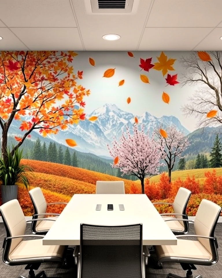 dynamic seasonal office wall murals - 30 Office Wall Murals