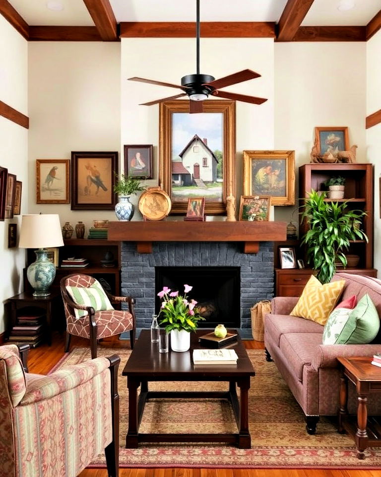 eclectic art and handmade crafts for living room - 25 Craftsman Living Room Ideas