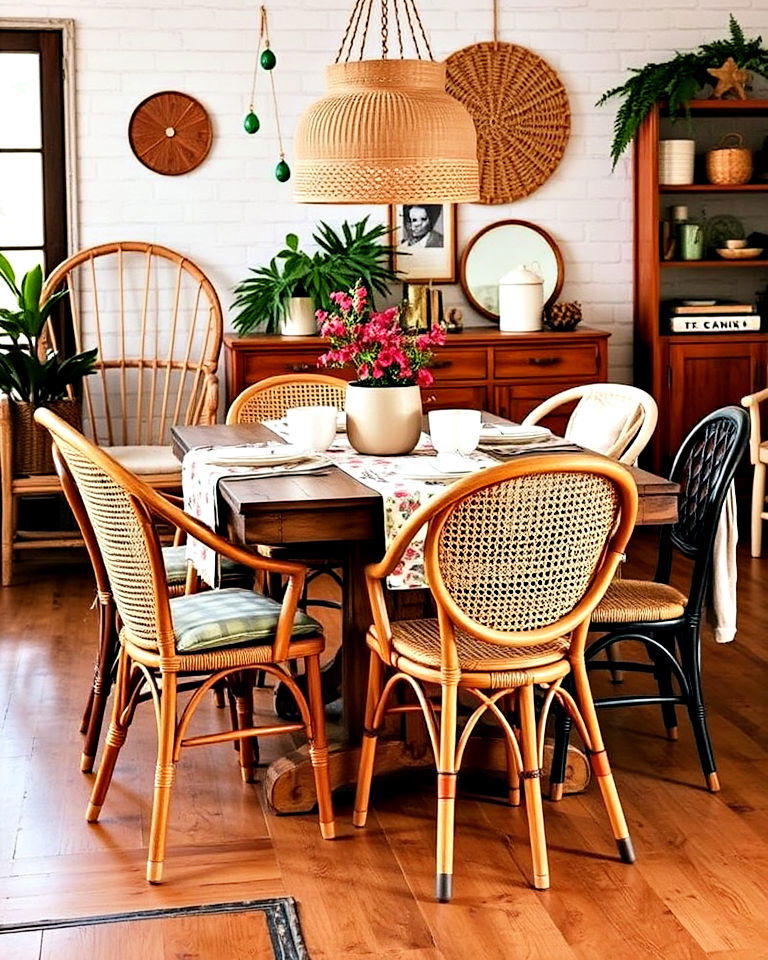 eclectic dining chairs for a bohemian look - 25 Bohemian Eclectic Interior Design Ideas