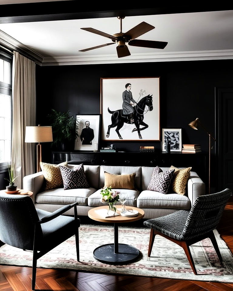 eclectic furniture mix for personality - 25 Moody Interior Design Ideas