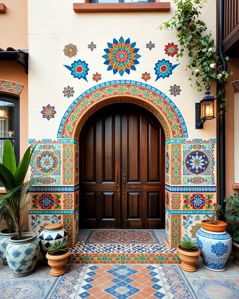 eclectic mix of tiles for boho house exterior - 20 Boho House Exterior Ideas