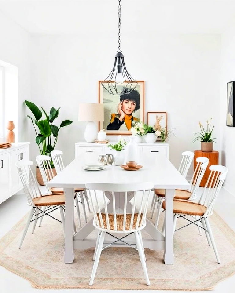 eclectic white style dining room - 30 White Dining Room Ideas