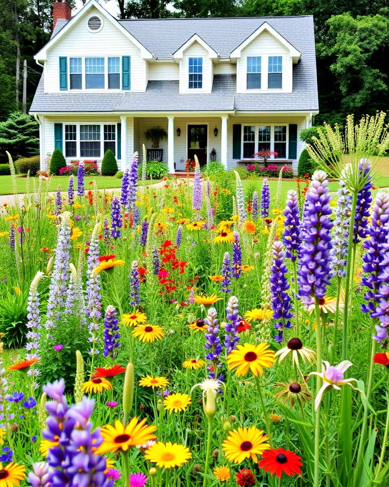 eco friendly colorful wildflower meadows - 15 Large Front Yard Landscaping Ideas