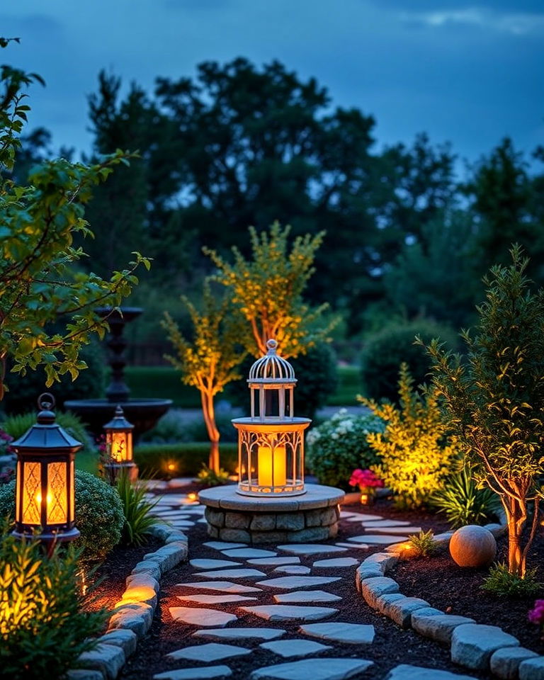 eco friendly garden lighting accents - 20 Aesthetic Garden Ideas
