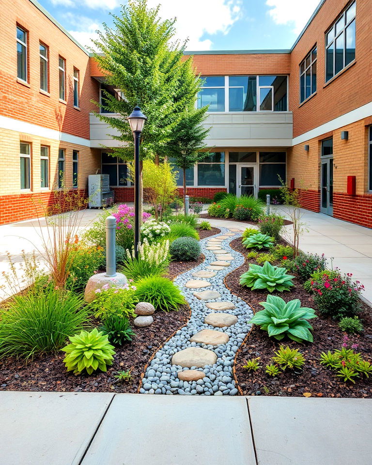 eco friendly rain garden courtyard - 20 School Courtyard Ideas