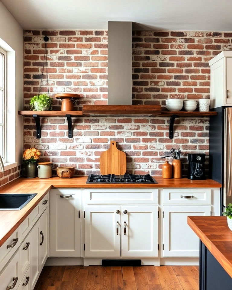 eco friendly reclaimed brick backsplash - 25 Kitchen With Brick Backsplash Ideas