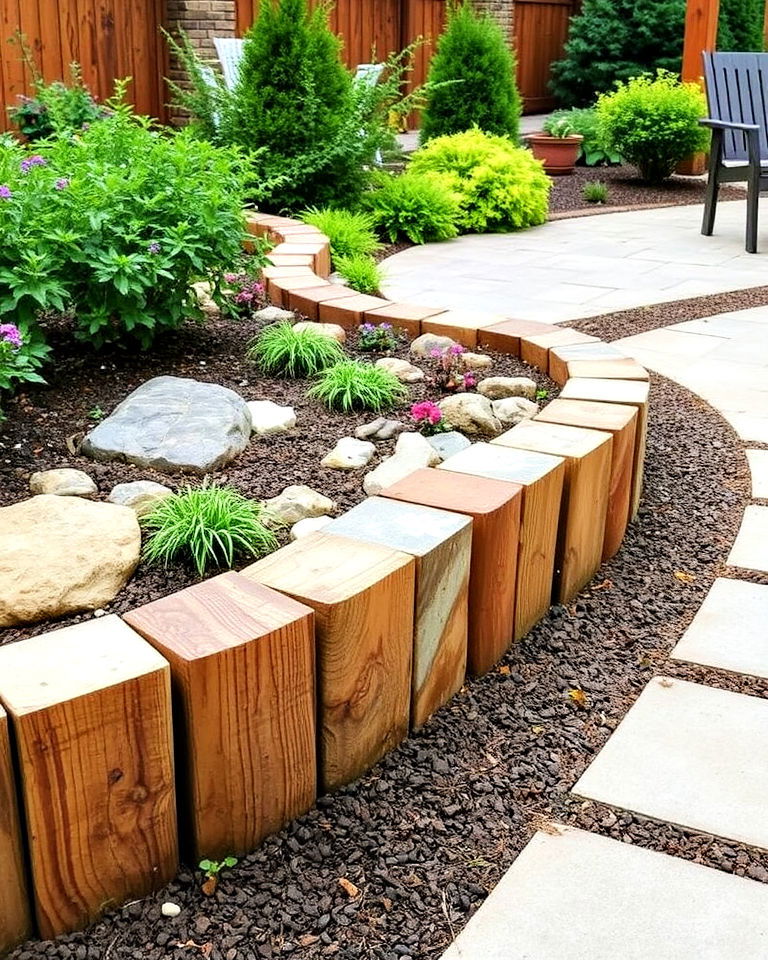 eco friendly wooden landscape timbers - 20 Patio Edging Ideas