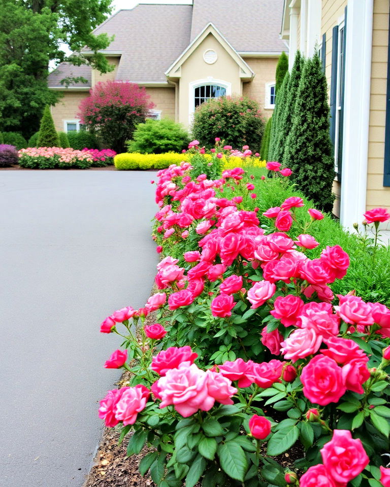 edging driveways drift rose landscaping - 20 Drift Rose Landscaping Ideas
