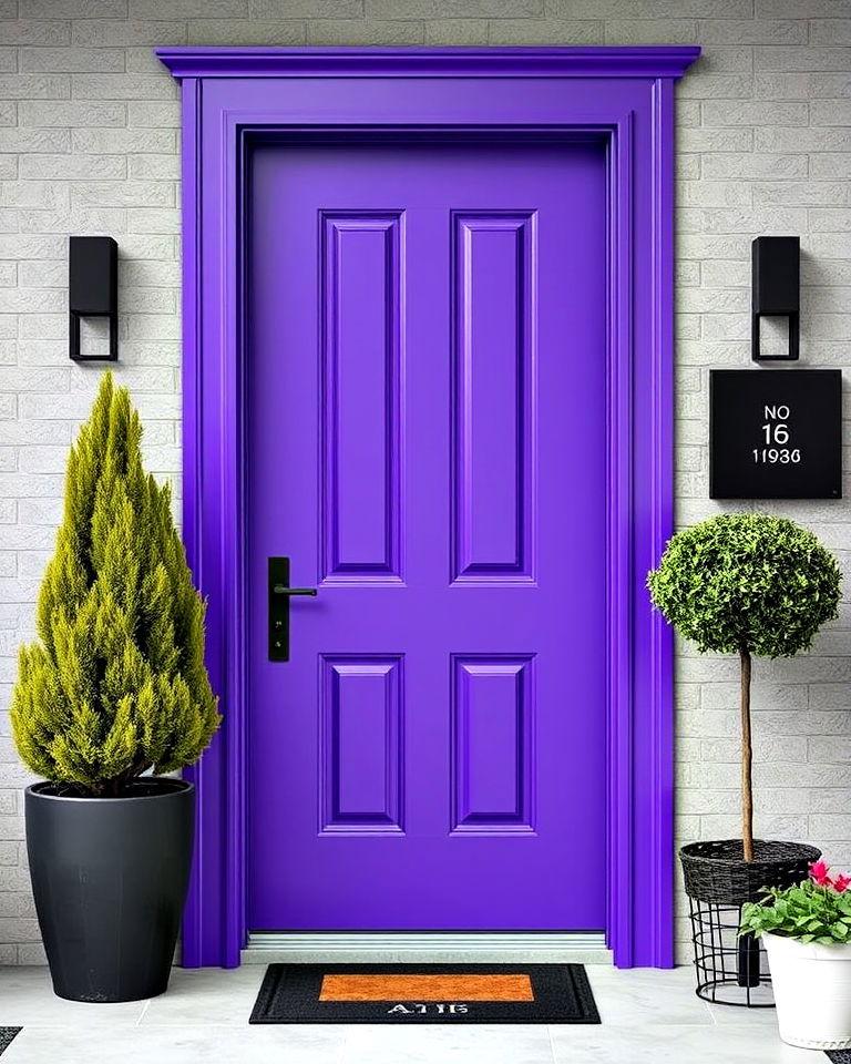 electric violet front door for a bold pop - 25 Purple Front Door Ideas