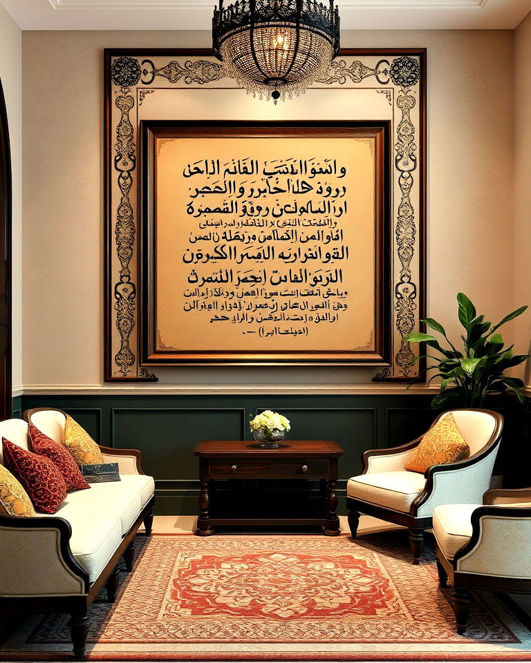 elegance arabic calligraphy art - 15 Arabic Interior Design Ideas