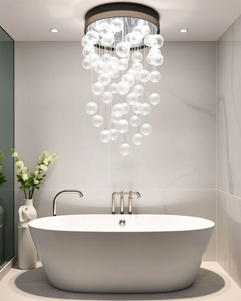 elegance bubble chandelier - 25 Bathtub Decor Ideas
