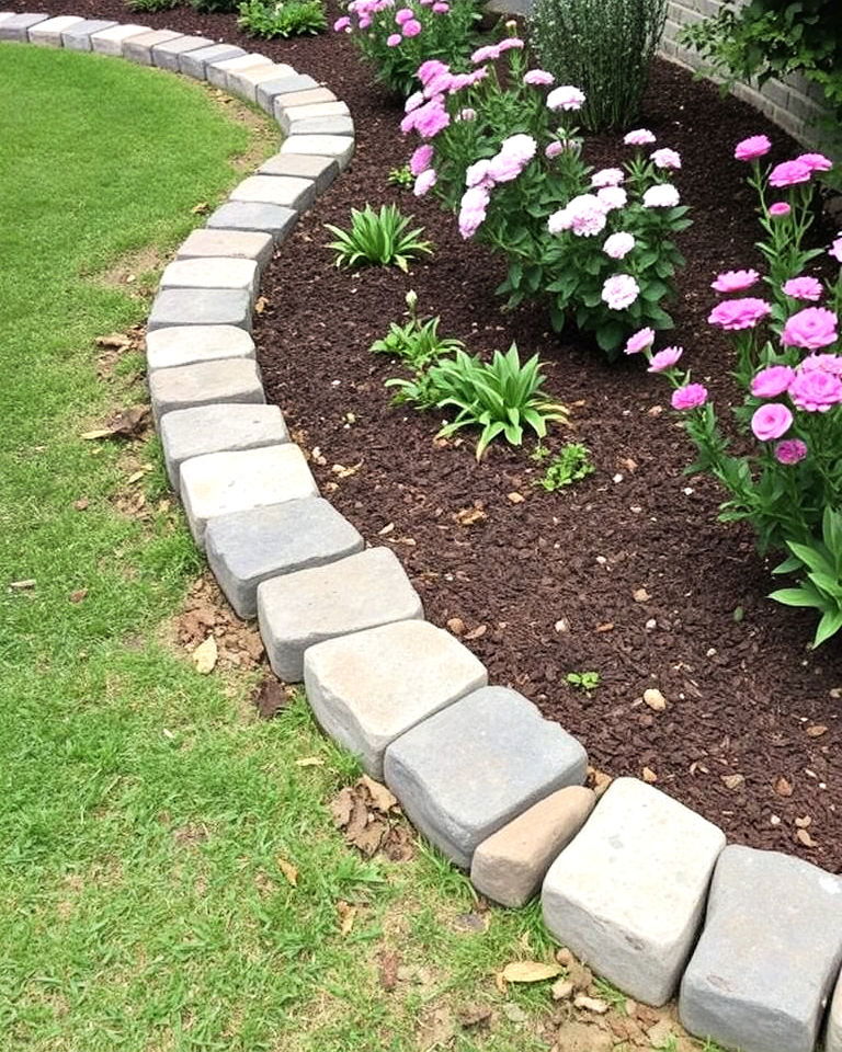elegance cobblestone garden edging - 25 Stone Garden Edging Ideas