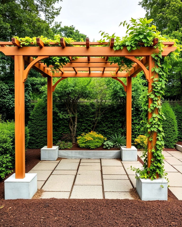 elegance concrete pergola bases - 20 Concrete Garden Ideas