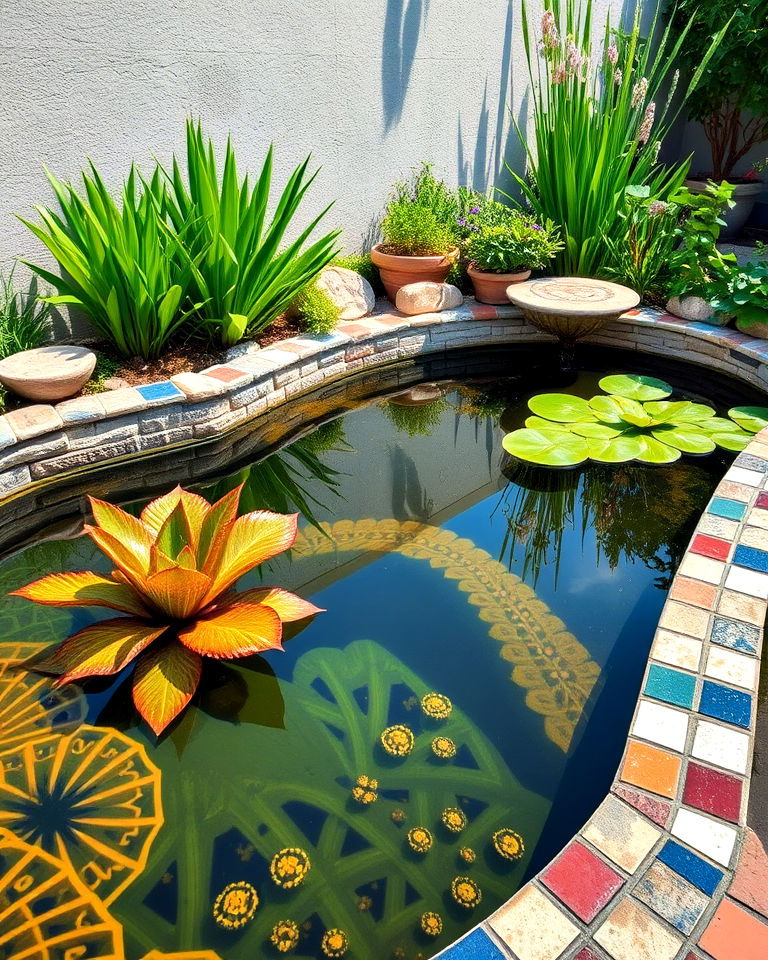 elegance decorative tile edging - 20 Pond Edging Ideas