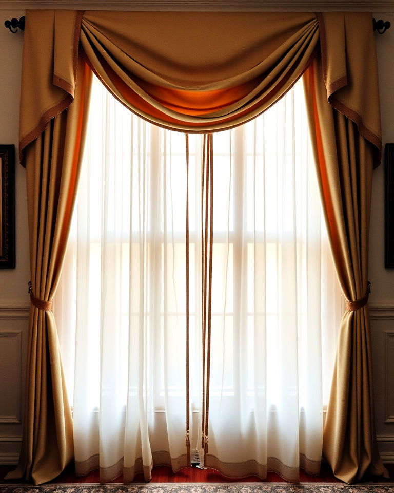 elegance double curtains with valances - 20 Double Curtain Ideas