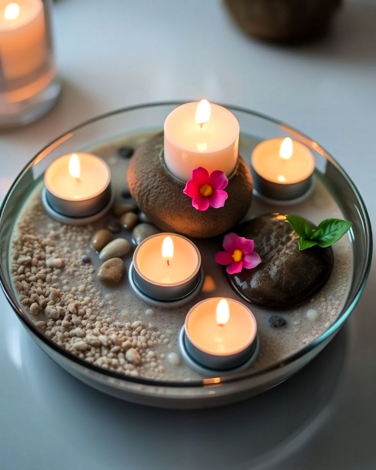 elegance floating candle zen garden - 15 Small Zen Garden Ideas