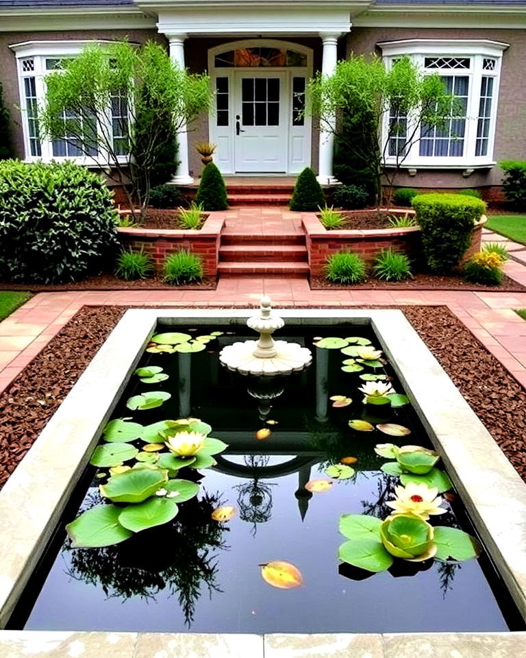 elegance formal geometric pond - 15 Front Yard Pond Ideas