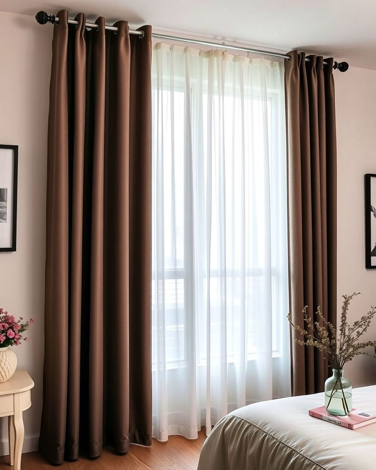 elegance layered sheer and blackout curtains - 20 Double Curtain Ideas