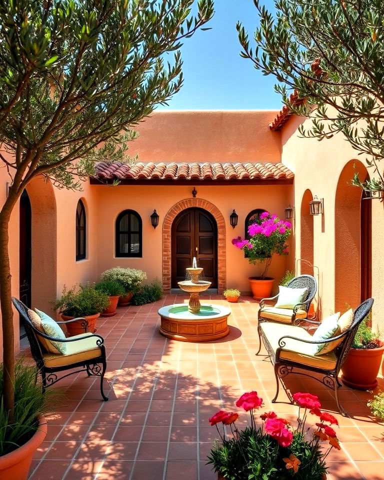 elegance mediterranean style courtyard - 25 Front Yard Courtyard Ideas