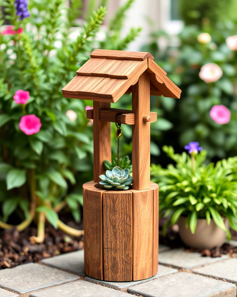 elegance miniature wishing well planter - 15 Outdoor Wishing Well Garden Ideas