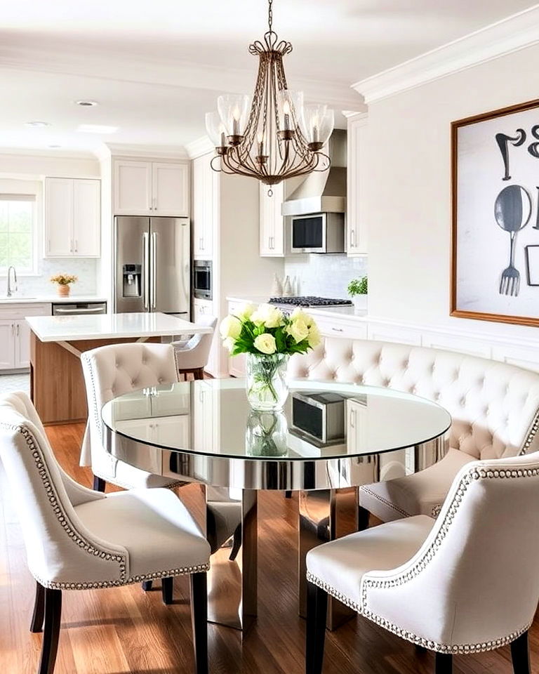 elegance mirrored table or breakfast nook - 15 Mirror in Kitchen Ideas