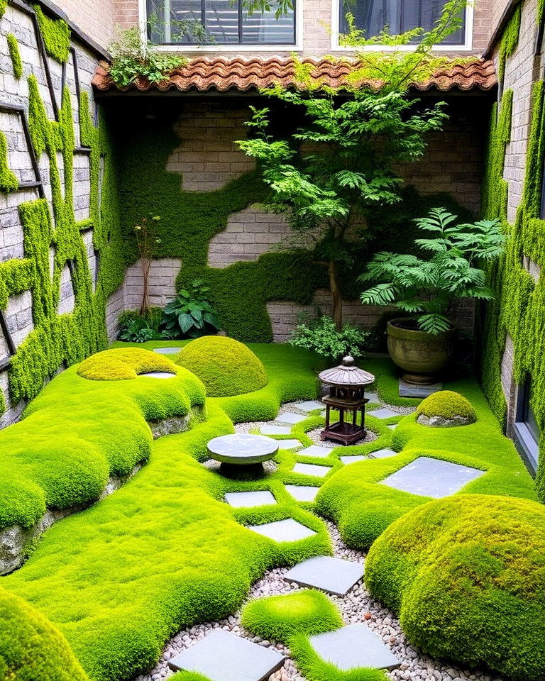 elegance moss courtyard - 15 Moss Garden Ideas