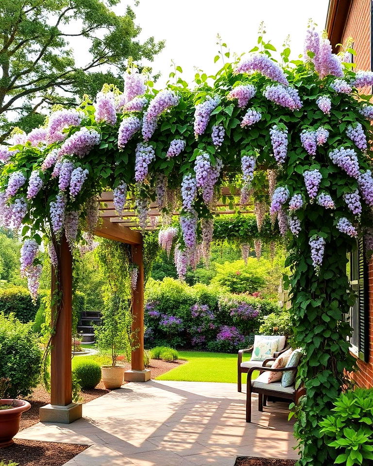 elegance pergola draped with vines - 20 Aesthetic Garden Ideas
