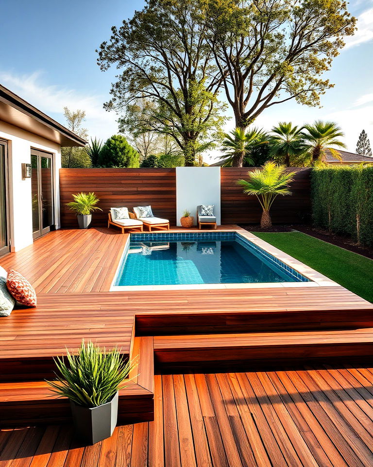 elegance raised pool with decking - 15 Garden Pool Ideas