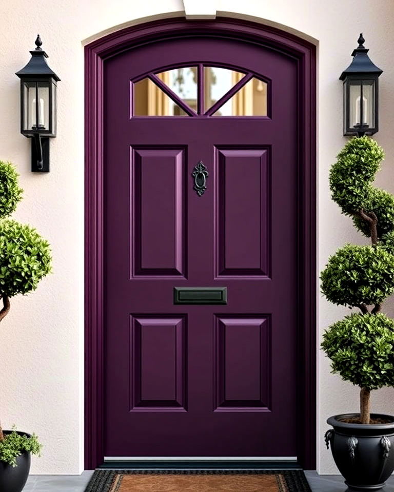 elegance rich aubergine front door for a luxe finish - 25 Purple Front Door Ideas