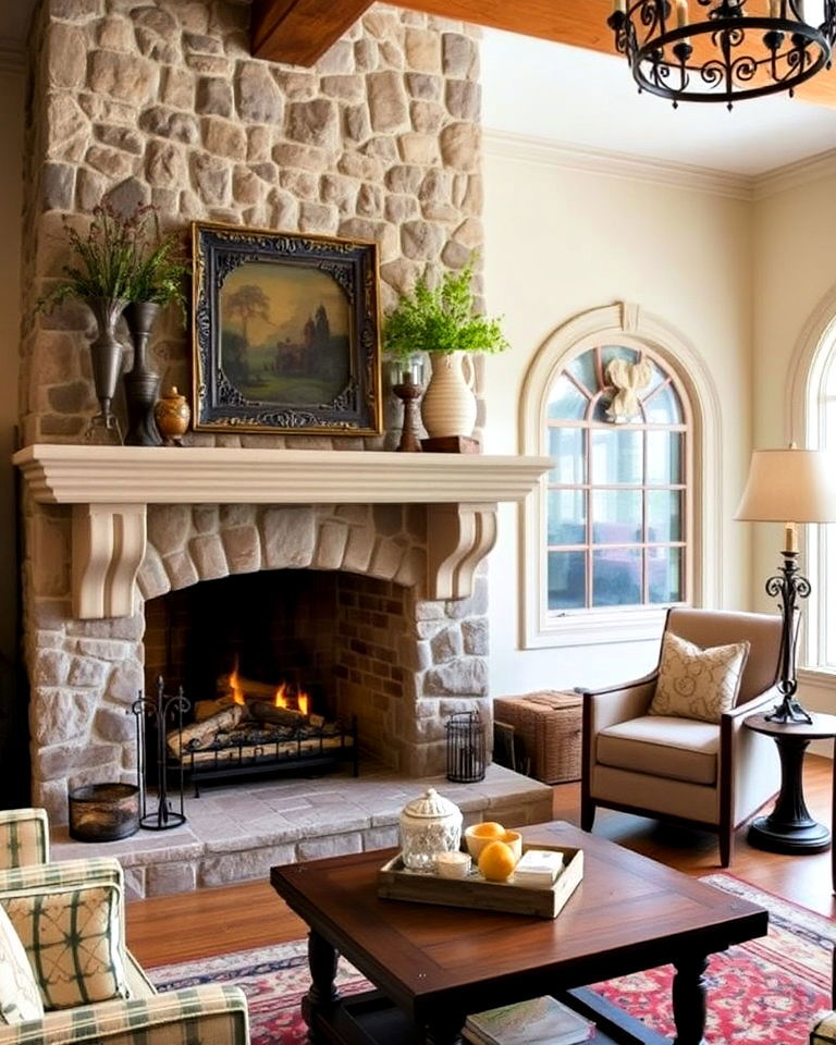 elegance stone fireplaces - 20 Old World Interior Design Ideas