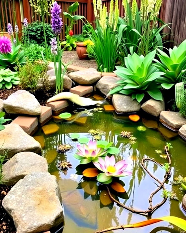 elegance stream with reflective pool - 25 Small Garden Stream Ideas
