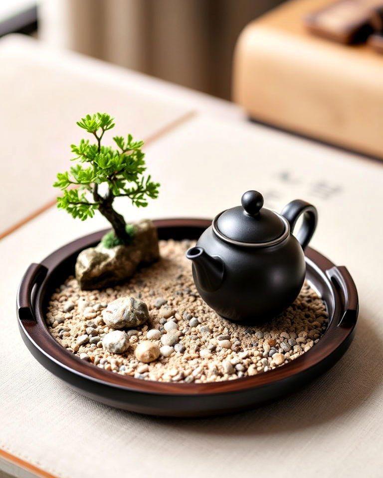 elegance tea ceremony zen tray - 15 Small Zen Garden Ideas
