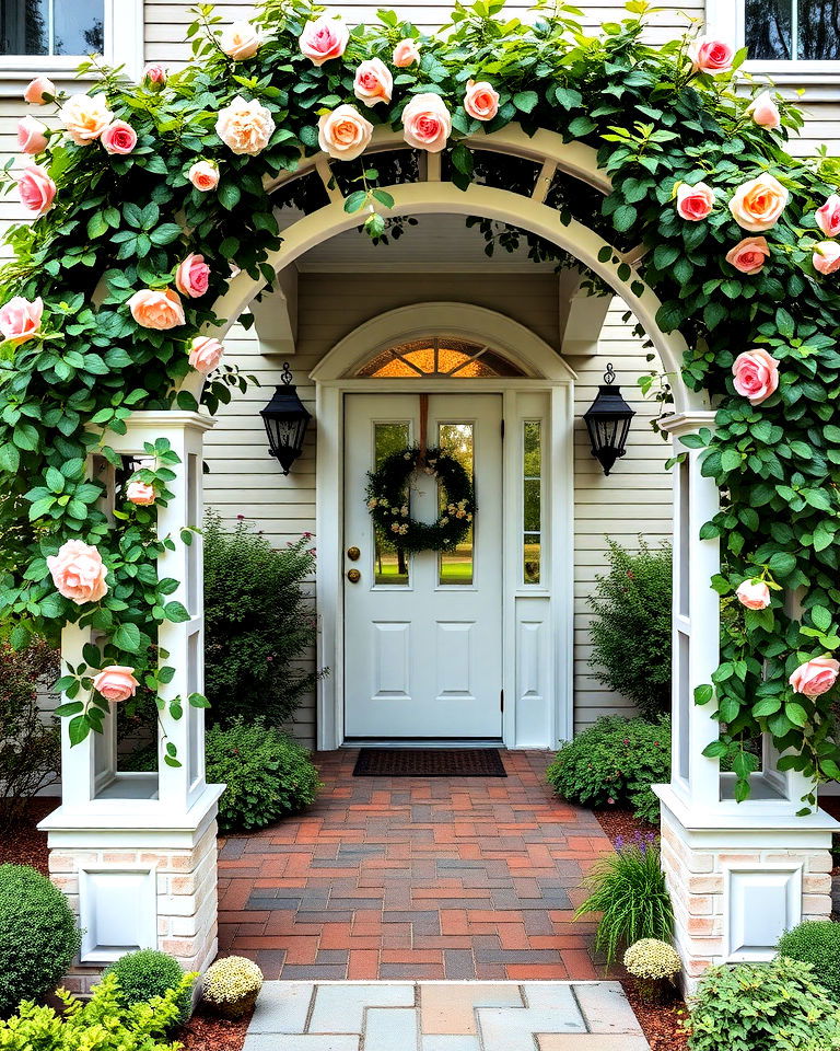 elegance trellis arches with foliage - 25 Front Yard Privacy Landscaping Ideas
