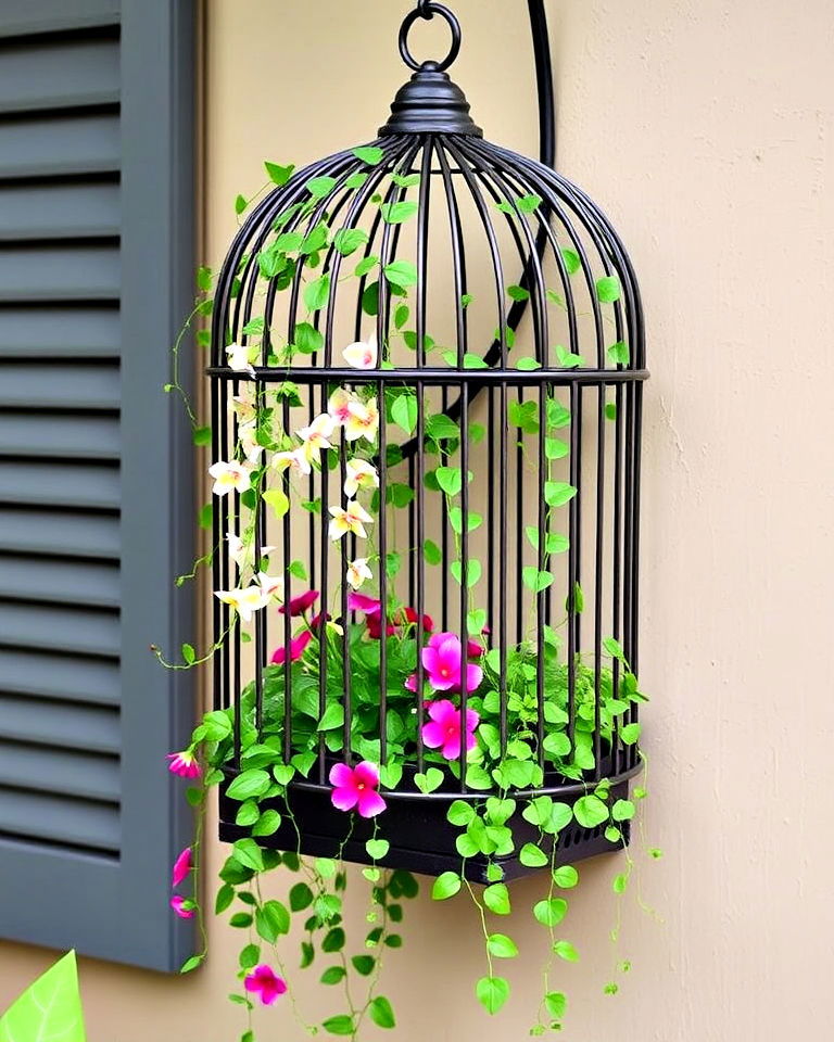 elegance wall mounted bird cage planter - 15 Bird Cage Planter Ideas